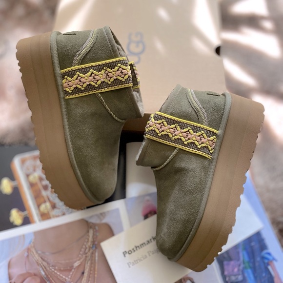 UGG Classic Ultra Mini Braid "Burnt Olive" Platform Boots - Picture 12 of 15